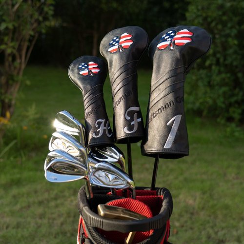 Craftsman Golf USA US Flag Clover Leather Black Fairway Wood Cover Headcover (F Wood Cover)