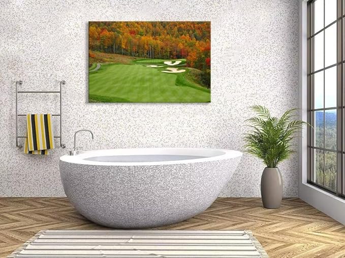 Sequoyah North Carolina Mountains Golf Course Wall Art for Living Room Bedroom Bathroom Home Decorations North Carolina Golf Course Picture Poster Canvas Prints Framed Ready to Hang(12''H x 16''W)