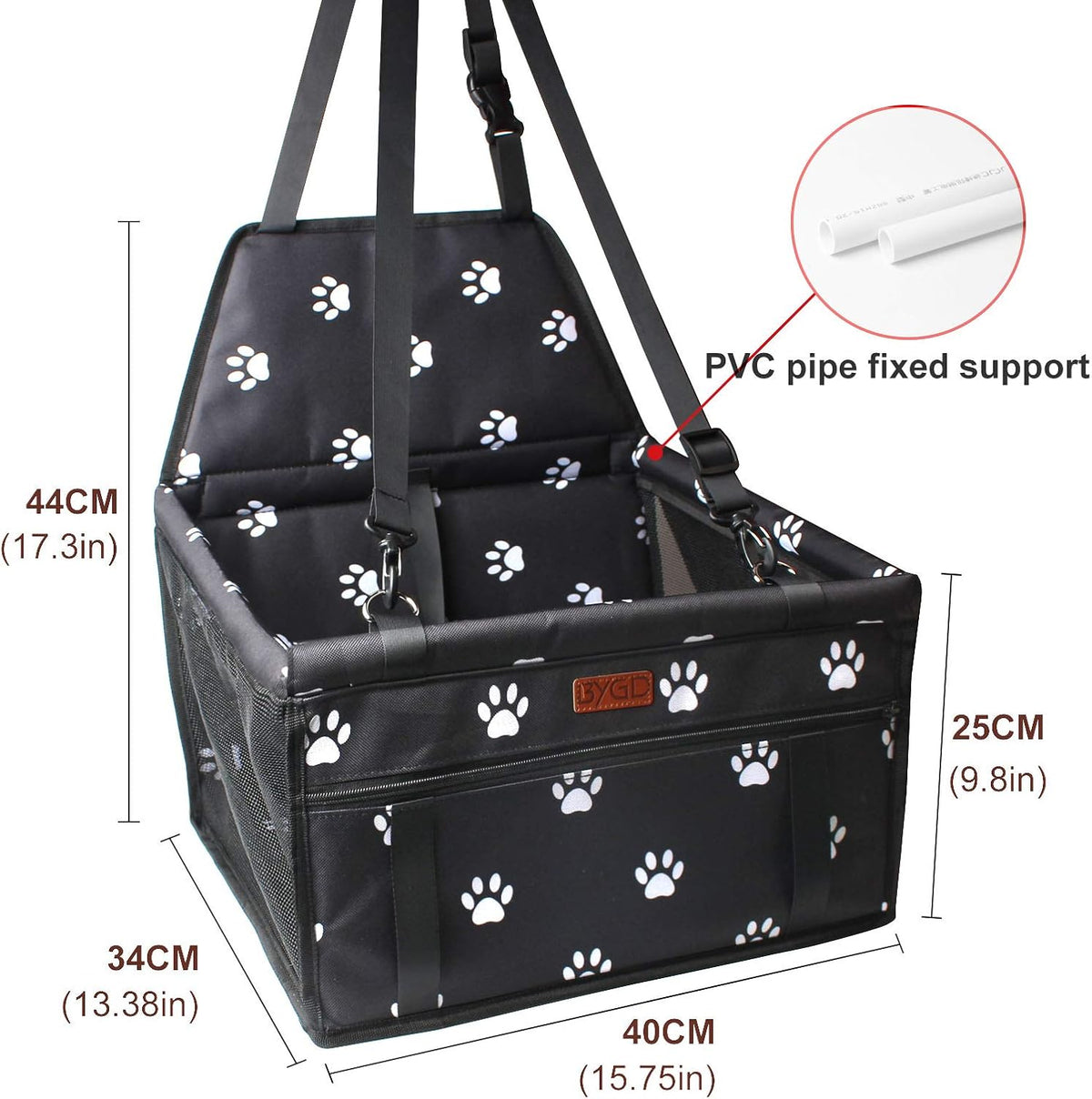 BYGD Pet Dog Booster Seat, with Upgrade Support Rod, Breathable and Foldable Pet Car Basket, Pet Dog Car Portable Seat, Suitable for Small and Medium Pets