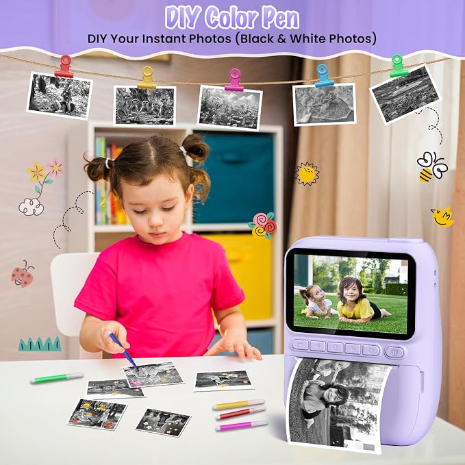 Kids Camera Instant Print, 3.0" HD 32MP Kids Camera Christmas Birthday Gifts