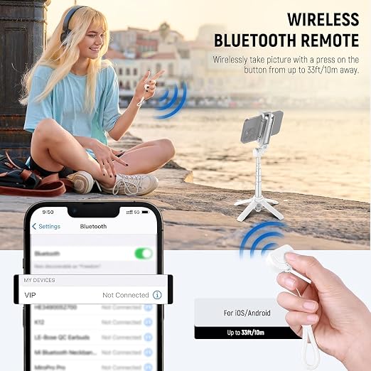 NEEWER Selfie Stick with Detachable Bluetooth Remote Shutter, Lightweight
