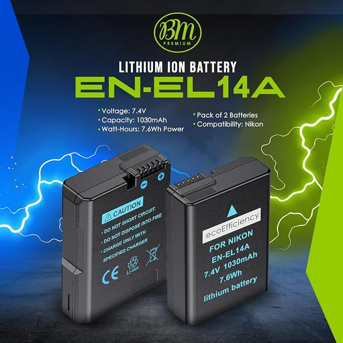 2-Pack of EN-EL14, EN-EL14A Batteries