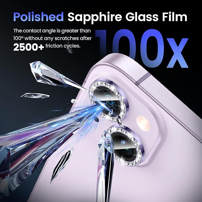 Tensea for iPhone 14 / iPhone 14 Plus Camera Lens Protector, 9H Tempered Glass