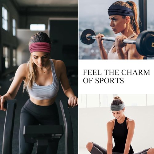 Huachi Non-Slip Headbands for Women - Wide Elastic Hair Bands for Summer Workouts | Stylish Hair Accessories