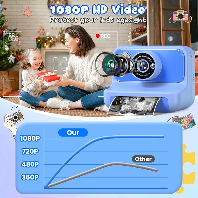 Kids Camera Instant Print, Christmas Birthday Gifts