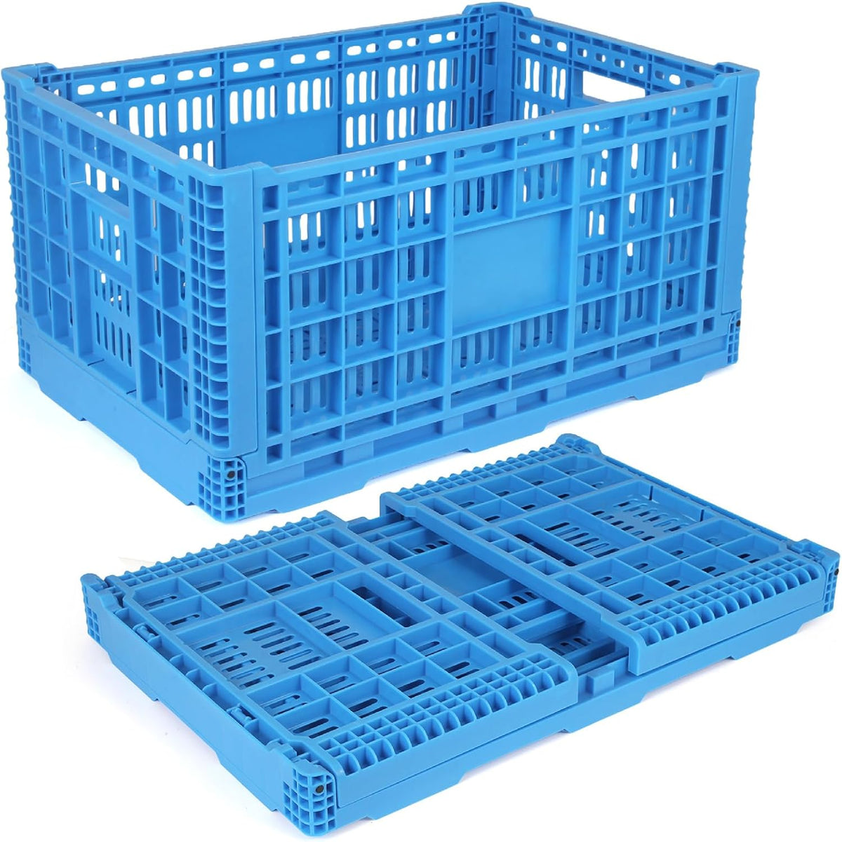 Collapsible Milk Crates 52L, Plastic Folding Storage Crate