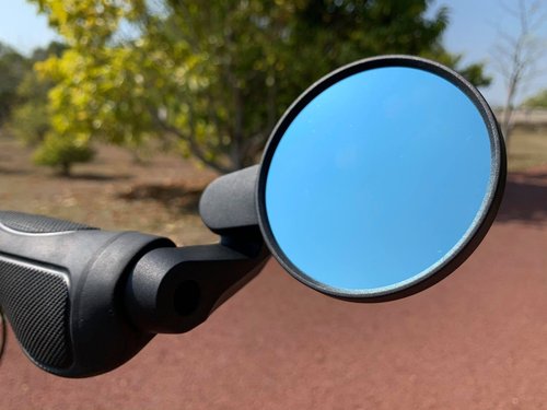 MEACHOW 2022 New Bar End Bike Mirror,80mm Crystal UHD Automotive Grade Glass Lens E-Bike Mirrors, Scratch Resistant, Safe Rearview Mirrors, (Blue Right Side) ME-021RB
