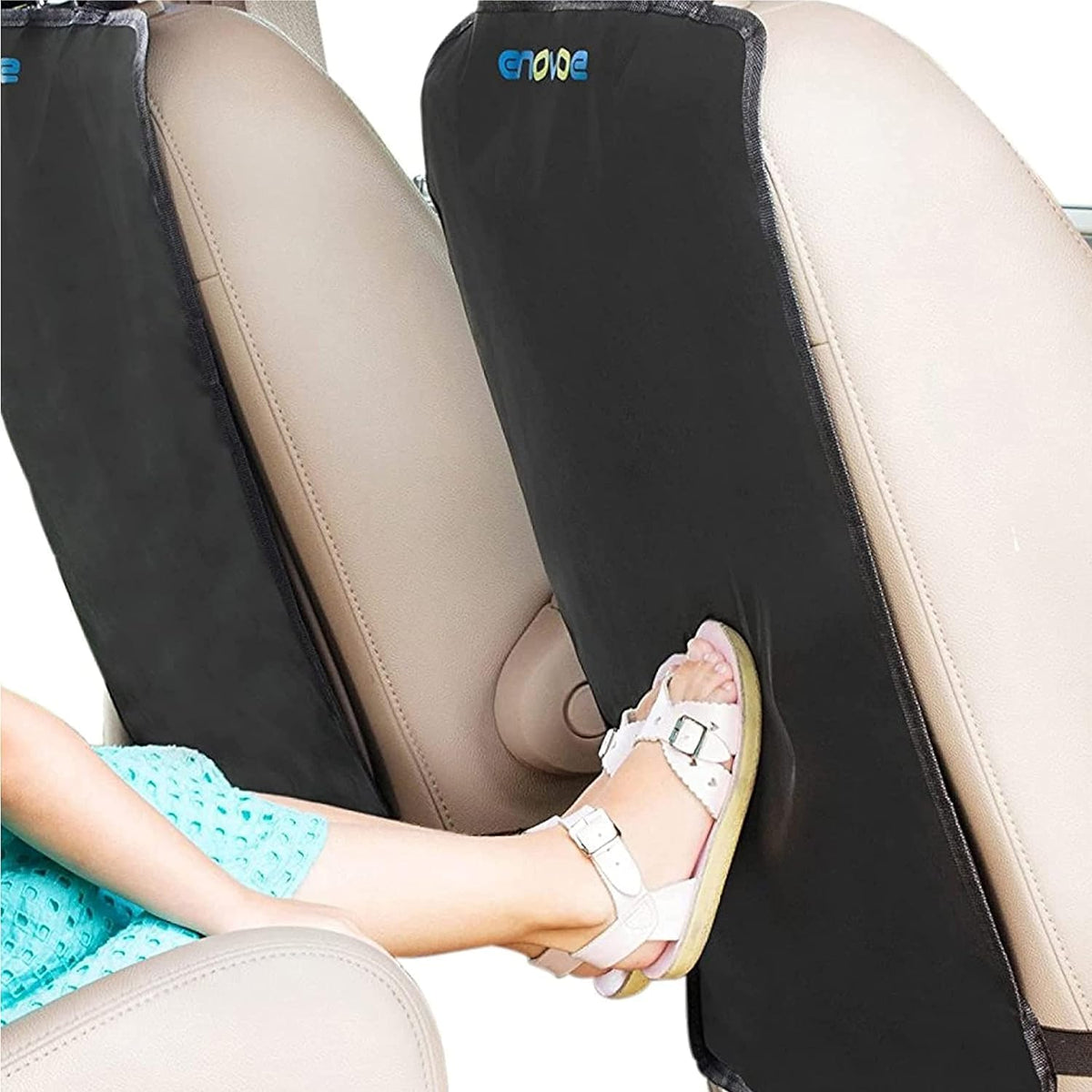Enovoe Car Seat Protectors for Kids - 4 Pack Premium Quality Car Seat Cover Back Seat Offers Waterproof Protection from Mud and Scratches - 18" x 24" with Adjustable Straps and Games for Kids