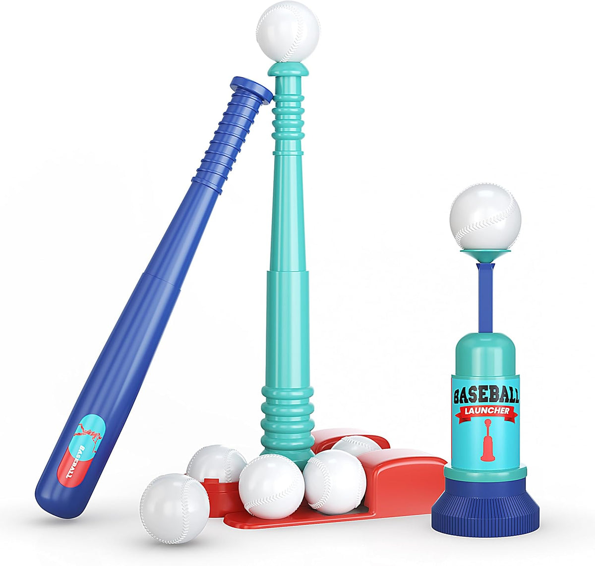 Skiennix T-Ball Stand for Kids | Adjustable Batting Tee with 6 Large Balls | Ages 1-8