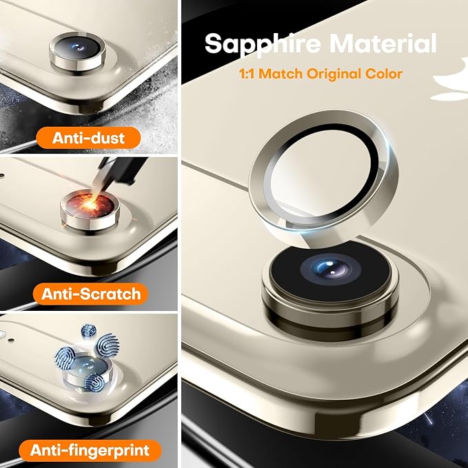 Camera Lens Protector for iPhone Air, Sapphire Glass Metal Individual Camera