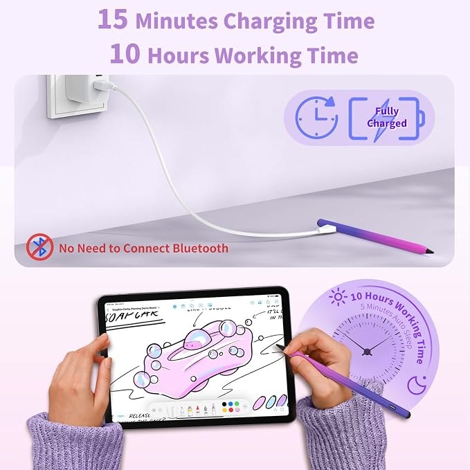 Stylus Pen for iOS&Android Touch Screens, Active Pencil for Samsung, Smart