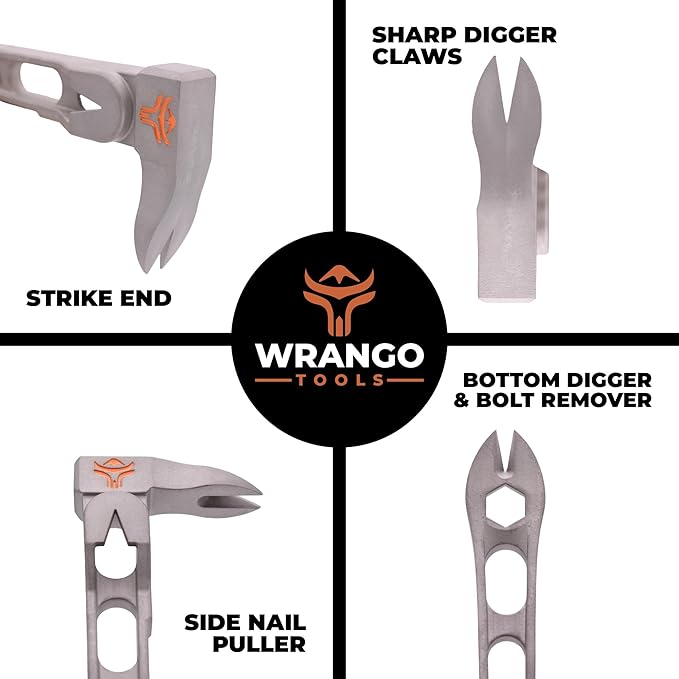 Wrango Tools 11.5" Titanium Nail Puller Cats Paw Pry Bar - Lightens Your Toolbelt - 45% Lighter Than Steel - Side Nail Puller - Professional Grade & Lifetime Warranty - 5% Donated To Help Farmers