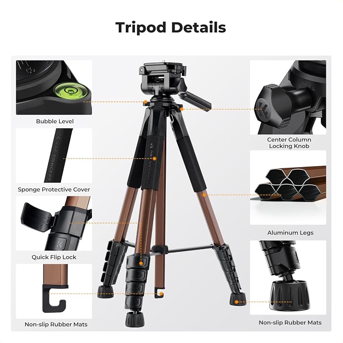 K&F CONCEPT Camera Tripod, Cellphone Clip