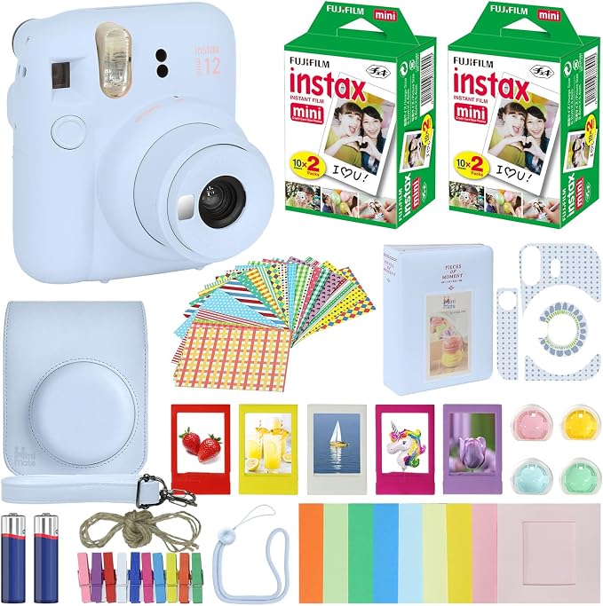 Fujifilm Instax Mini 12 Instant Camera Pastel Blue + Carrying Case + Fuji