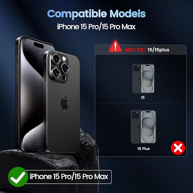 CACOE Camera Lens Protector for iPhone 15 Pro/15 Pro Max