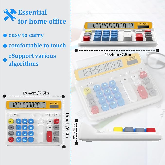Desktop Calculator with Extra Large 5-Inch LCD Display, 12-Digit Two Way Power
