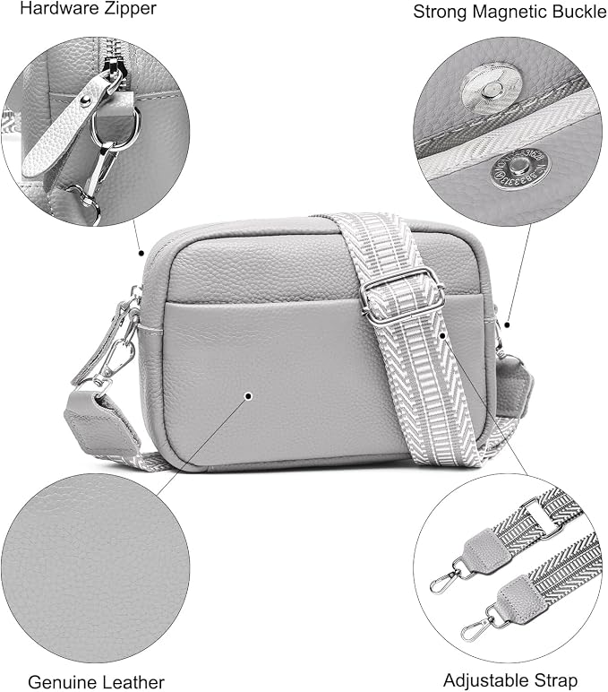 Small Crossbody Bags for Women Genuine Leather, Guitar Strap Shoulder Handbag