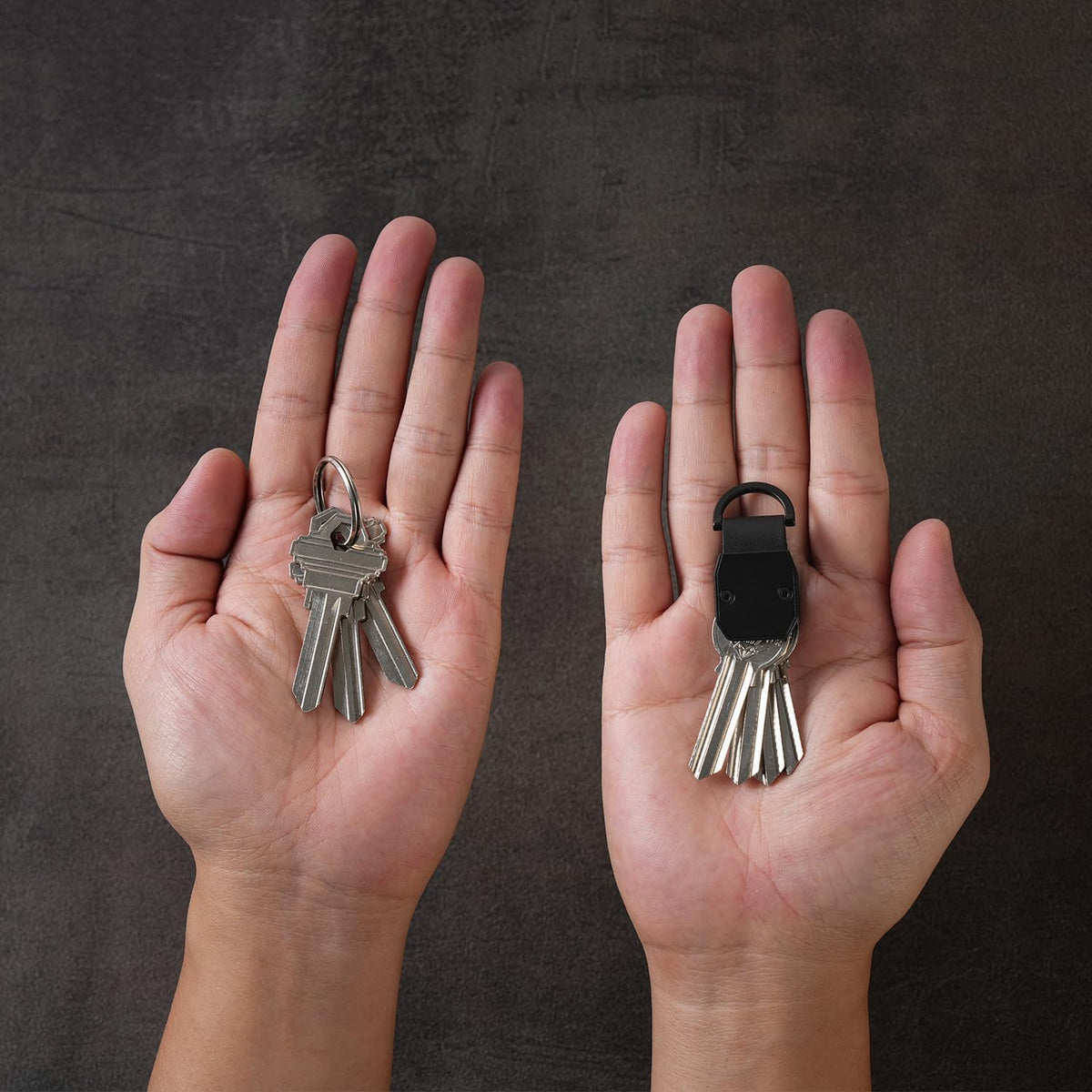 Compact Aluminum Mini Key Organizer Holder Keychain with Carabiner Clip.