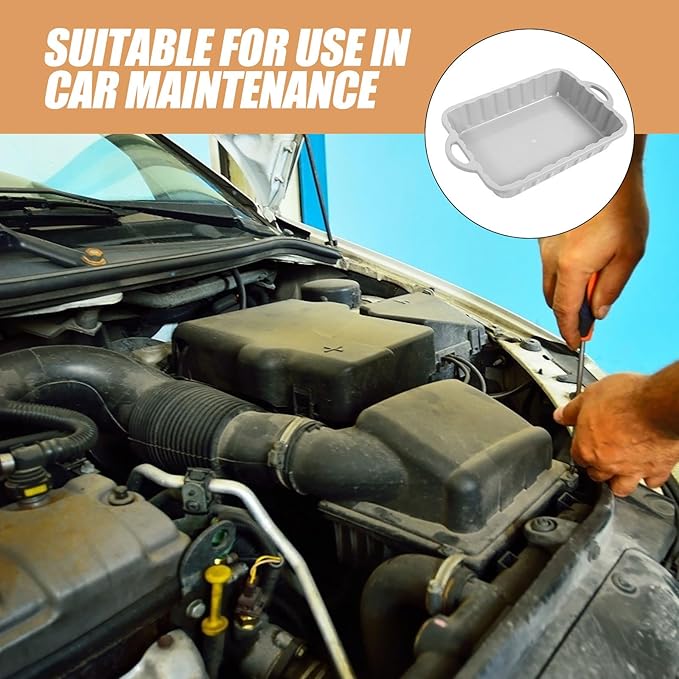 CALLARON 23.5" Car Oil Drain Pan - Heavy Leakproof Oil Collector Pan, Plastic Large Transmission Drain Pan, White Changing Oil Pans for Car Truck Engine, Transmission, Automotive Accessories