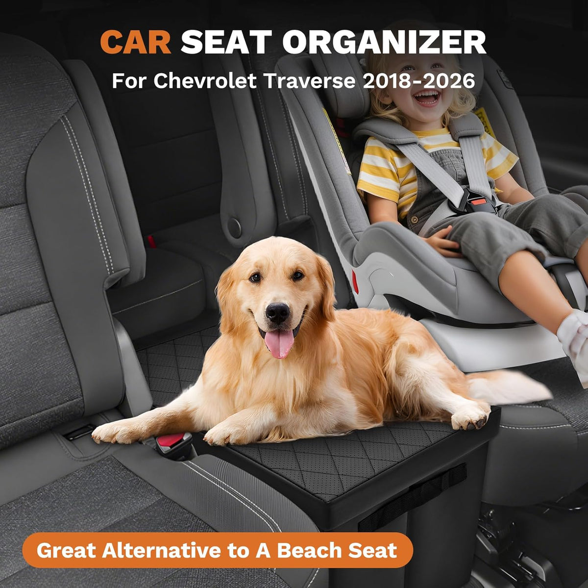 Shademax Car Seat Organizer for Chevrolet Traverse 2018-2025 2026 Accessories Traverse Backseat Storage Box Car Console Organizer for Kids Toys Baby Supplies Dog Toys Snack Organizer Travel Storage