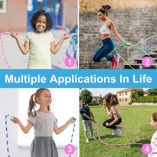 GRAWUN Jump Rope - Adjustable Soft Beaded Skipping Rope for Kids & Adults | Tangle-Free Design