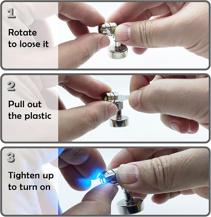Metal Miniature LED Lights,Tiny Spot Light with Magnet Base,Battery Operated LED Lights,Wireless Miniature Spot Light for Artwork Painting,Jewelry Showcase,DIY Hand Craft (Blue)