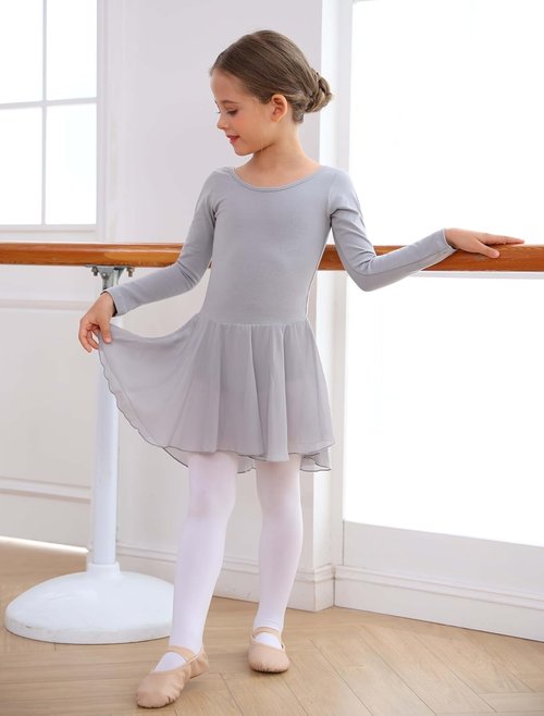MdnMd Toddler Girls Ballet Leotard Dress - Puff Sleeve Ballerina Outfit | Comfortable & Stylish