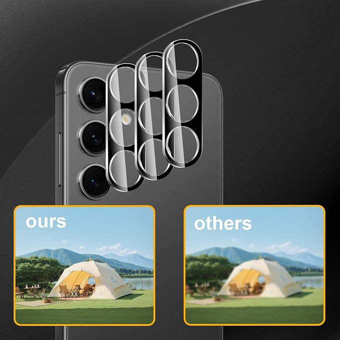 3 Pack Camera Lens Protector for Samsung Galaxy S24/S23/S23 Plus, Tempered Glass