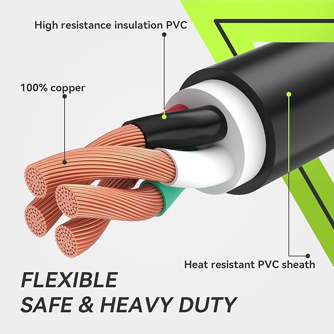 RVMATE 4 Prong SRDT Dryer Cord 5 Feet, 30 Amp Appliance Power Cord (NEMA 14-30P to 4-Wire), 4 Wires with O Ring Terminal Connectors, 100% Copper Wire, ETL Listed