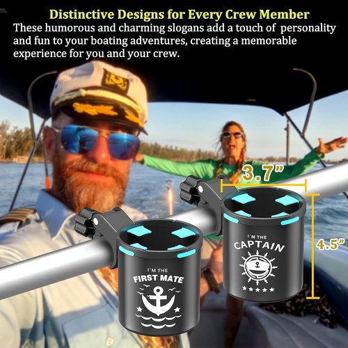 Marine Boat Rail Cup Holder - No Drill Installation for Bimini Top | Perfect Gift for Boat Lovers