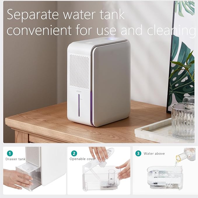 3 in 1 Dehumidifier, Humidifier & Aroma Diffuser with Air Combo One - 39Oz, Small Auto Purifier Humidity Control Quiet 27db Multifuctional Colorful Mist,for Bedroom/Bathroom/Bome/Basement(350 sq.ft)