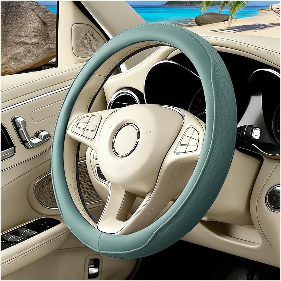 Car Steering Wheel Cover, Breathable Anti-Slip Vehicle Steering Wheel Protector with Inner Ring, Automotive Interior Protective Accessories, Universal for SUV RV Truck (Blue)