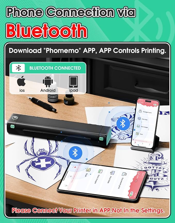 Phomemo Tattoo Stencil Printer, M08F Bluetooth Thermal Tattoo Printer