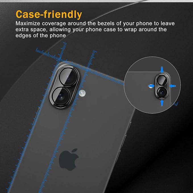 3 Pack Camera Lens Protector for iPhone 17 / iPhone 16 / iPhone 16 Plus