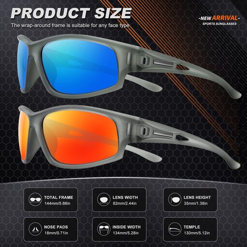 AWGSEE Polarized Sports Sunglasses for Men 100% UV Protection Wrap Around Unbreakable Sun Glasses for Fishing Driving