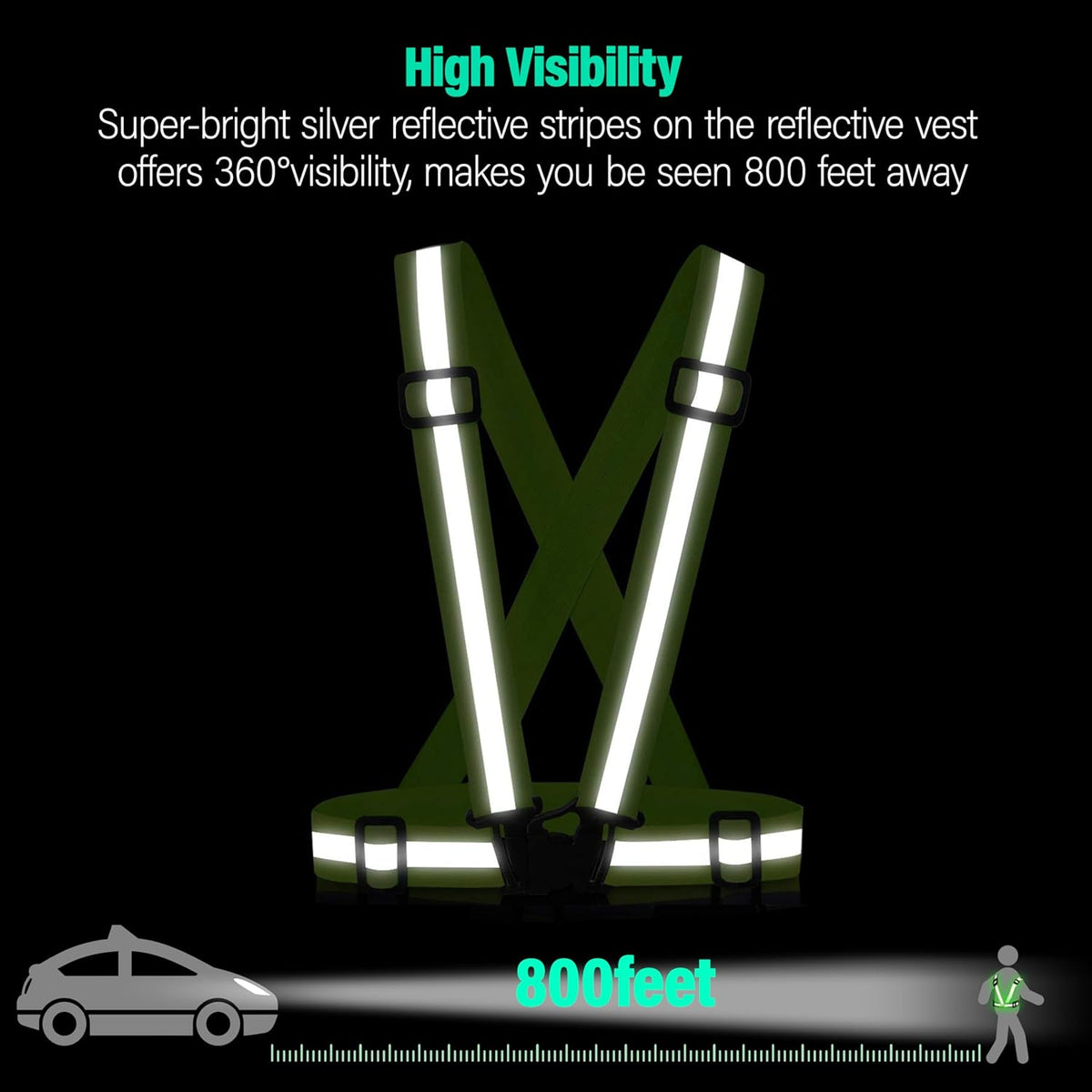 Reflective Vest by High Visible Safety - 2-Pack Adjustable Running Gear for Men, Women & Kids