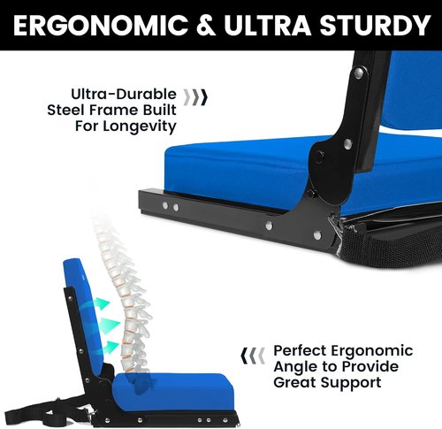 Jauntis Stadium Seating - Ultra Padded Bleacher Seats with Back Support & Shoulder Strap | Portable Comfort
