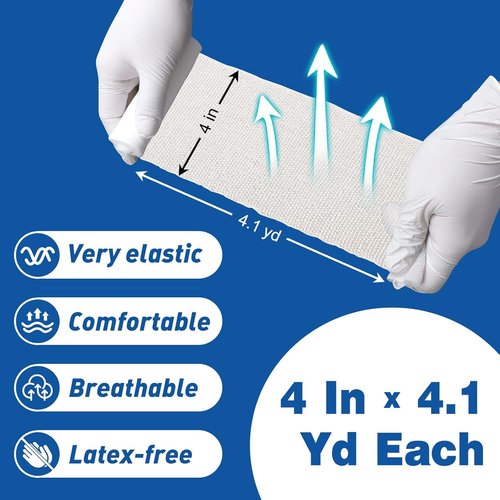 AZEN Gauze Rolls Bandages - 90 Pack of Premium 4" x 4.1 Yards First Aid Supplies | Ideal for Medical & Vet Use