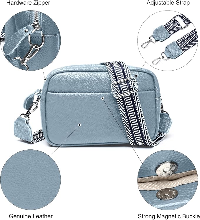 Small Crossbody Bags for Women Genuine Leather, Guitar Strap Shoulder Handbag