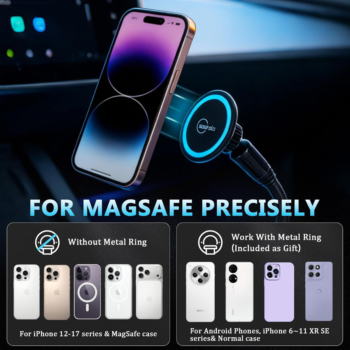 Cup Holder Phone Holder for Car, Car Phone Mount for Magsafe
