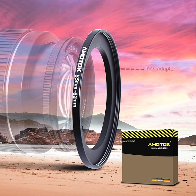 55mm Lens to 62mm Camera Lens Adapter, 55mm to 62mm Filter Step-up Ring Adapter