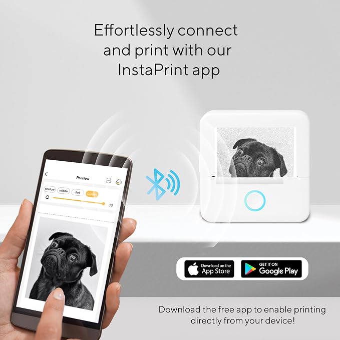Mini Portable Thermal Printer, Monochrome Label, Receipt and Image Printer