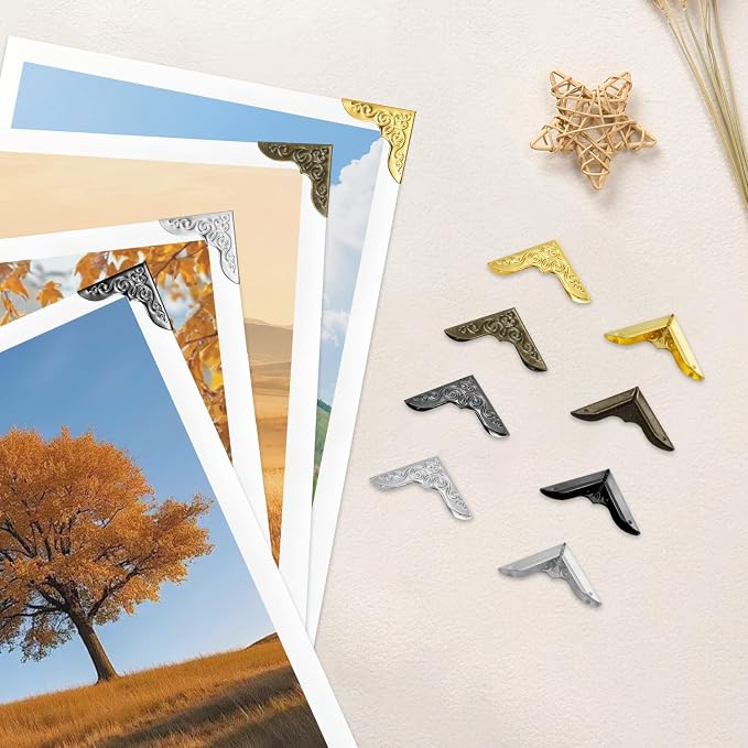 100pcs Metal Book Corner Protectors, Bronze Decorative Scrapbooking Photo