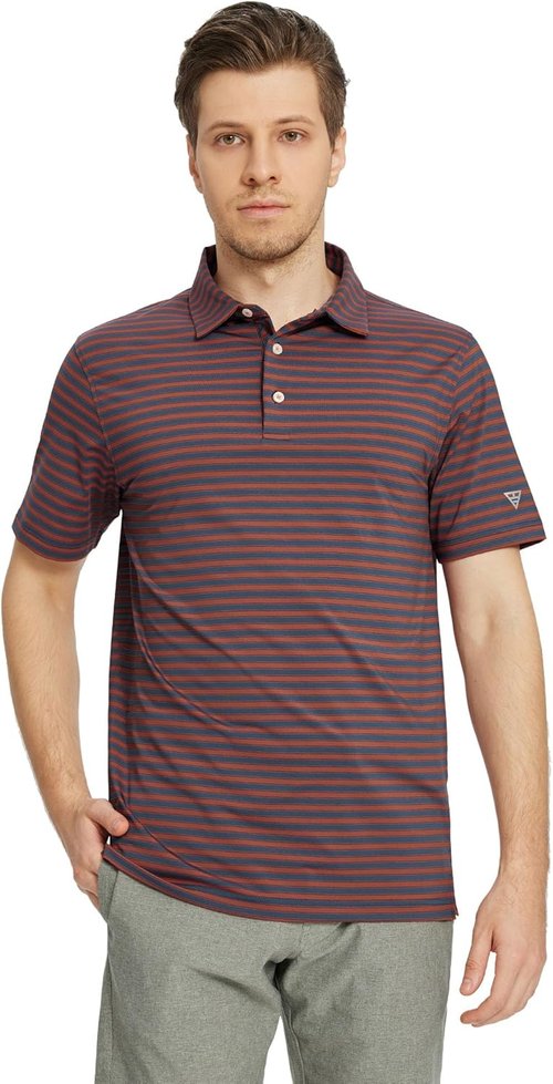 M MAELREG Golf Shirts for Men - Short Sleeve Performance Polo | Moisture-Wicking Striped Design
