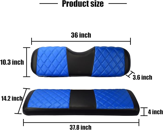 NOKINS Golf Cart Seat Covers Fit Club Car Precedent/DS/EZGO RXV/TXT/Yamaha Drive Aftermarket Standard Rear Seat Cushion, No Stapler, Multiple Colors&Breathable (Blue&Black)