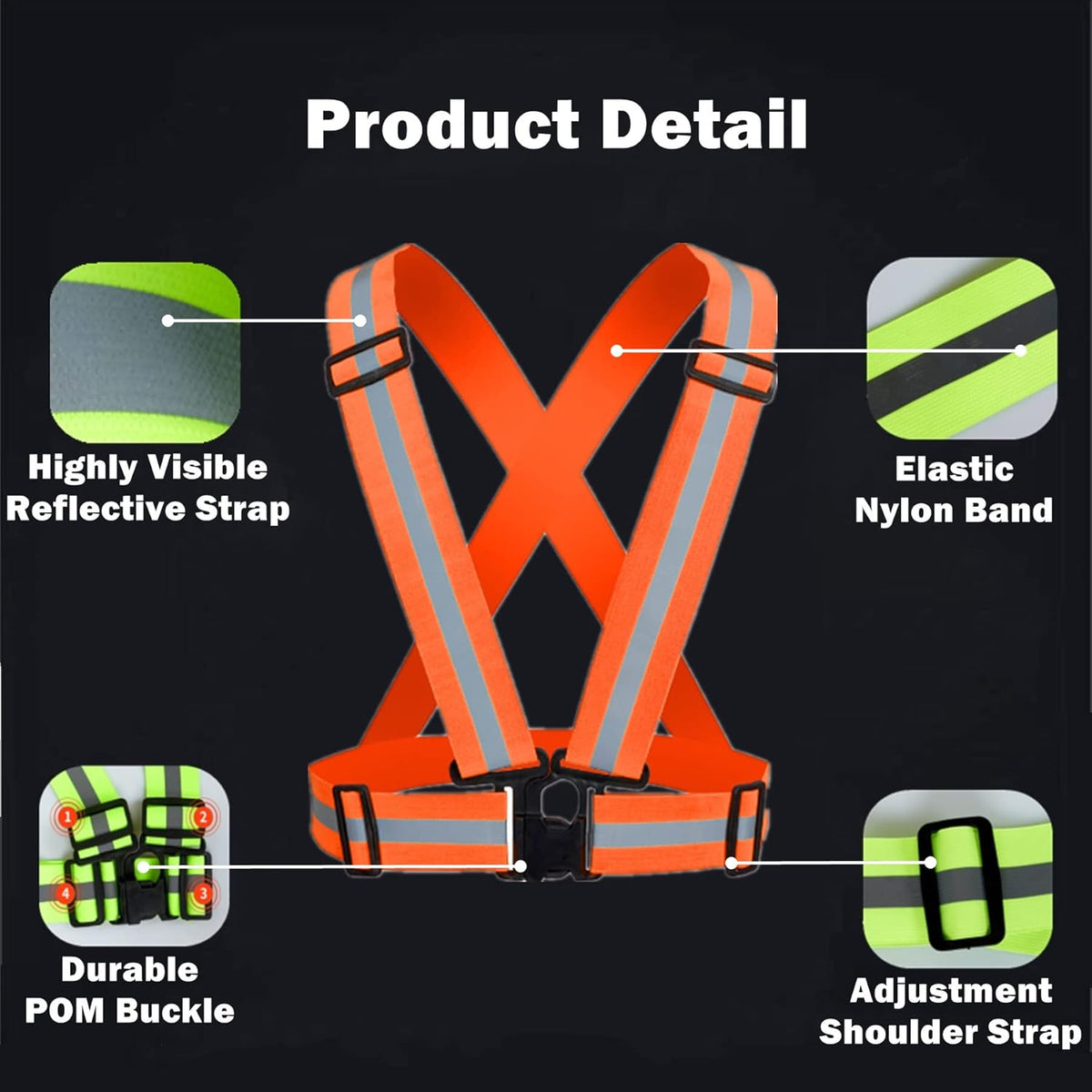 Reflective Running Gear - High Visibility Reflective Vest, Armband & Belt Set for Night Safety | Unisex