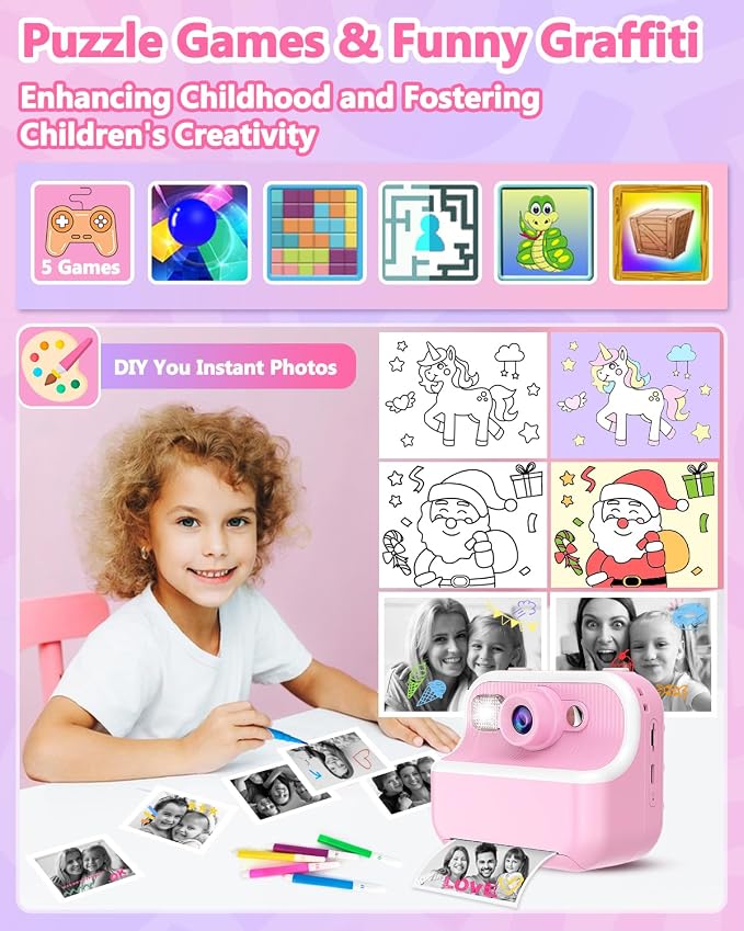 Kids Camera Instant Print, Christmas Birthday Gifts