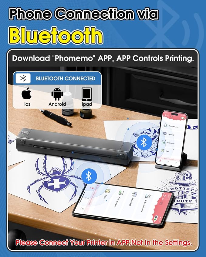 Phomemo Tattoo Stencil Printer, M08F Wireless Thermal Tattoo Printer