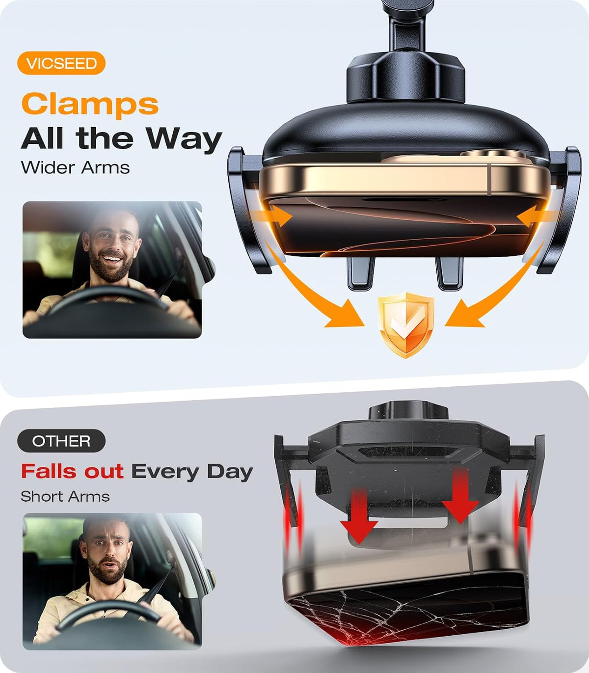 VICSEED Car Phone Holder with Metal CD Slot & Air Vent Clip [Secure Hold]