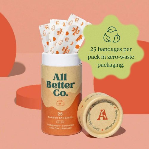 All Better Co. The Better Bandage - Organic Bamboo, Hypoallergenic, Earth-Friendly Adhesive - Pack of 25